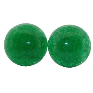 14mm Round Green Aventurine Silver Stud Earrings 05